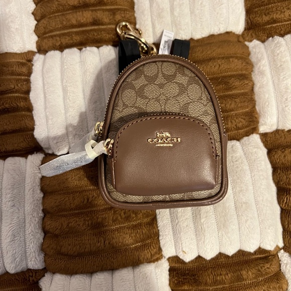 Coach Brown Mini Backpack Keychain NWTS! - Picture 1 of 6